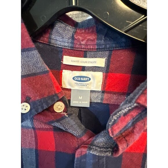 Old Navy Mens Slim Fit Plaid Button-Down Shirt M - Picture 2 of 3
